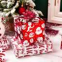 Yarcony Reversible Christmas Wrapping Paper Roll,Red Wrapping Paper, Metallic Foil Red Santa, HOHO Pattern Holiday Gift Wrap Paper for Christmas, Party, Celebration, New Year (17 Inch X 33 Feet)