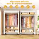 ULIFHOME P6C Rolling Clothes Rack with Cover, Covered Clothing Racks Heavy Duty, Portable Closet for Hanging Clothes, Garment Racks on Wheels, White Closet Rack with White Cover, Max Load 365LBS