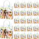 Sinload 25 Sets Woodland Baby Shower Favors Bags Oh Baby Clear Plastic PVC Bags with Handle and Green Ribbon for Gender Reveal Birthday Party Supplies