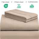LuxClub 4 PC Queen Sheet Set, Breathable Luxury Bed Sheets, Deep Pockets 18" Wrinkle Free Cooling Sheets Machine Washable Hotel Bedding Silky Soft - Light Khaki Queen