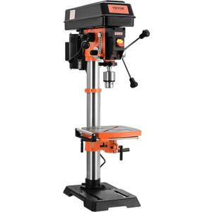 VEVOR 12 in Benchtop Drill Press, 5 Amp 120V, Variable Speed Cast Iron Bench Drill Press, 12 in Swing Distance 0-45 Tiltling Worktable with Laser Work Light, Tabletop Drilling Machine for Wood Metal