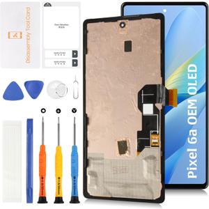 OLED for Google Pixel 6A 6.1" Display Screen +Frame (Fingerprint Support) LCD Screen Replacement Display Touch Digitizer Assembly GX7AS GB62Z G1AZG GB17L