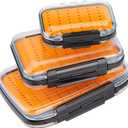 Gonex Fly Boxes for Fly Fishing Jig Boxes Two-Sided Waterproof Lightweight Fly Fishing Box Easy Grip Transparent Lid Fly Fishing Lures Box Sizes A+B+C, Orange