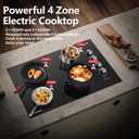 AMZCHEF 30 Inch Electric Cooktop, Built-in with 4 Burners Max 7000W with 30" Glass Ceramic Cook Top,Knob control, Hot Surface Indicator,220V - 240V Hard Wire, No Plug