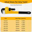 deli Pipe Wrench 14-inch, Heavy Duty Straight Adjustable Wrench, Professional Plumbing wrench tools, for Pipe, Home, Vehicle repair
