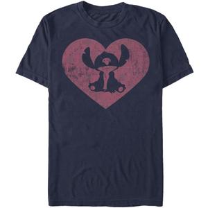 Disney Big & Tall Lilo Stitch Heart Men's Tops Short Sleeve Tee Shirt (Navy Blue Heather) Disney Big & Tall Lilo Stitch Heart Men's Tops Short Sleeve Tee Shirt (Navy Blue Heather)