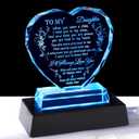 YWHL Crystal Daughter Gifts from Mom Dad, Laser Engraving Birthday Present for Daughter Adult, Heart Shaped Glass Keepsake for Mother's Day Christmas Graduation