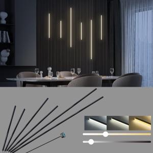 HAMRVL Black CCT LED Recessed Lighting Kit, 6 PCS Tunable 2700k-6500k Wall Panel Lights with Smart Switch, Self-Adhesive, Dimmable, for Wood Slat Wall Panels, Headboards, Stairs, Living Room, Bedroom, 18.5Inch26.7Inch41.3Inch