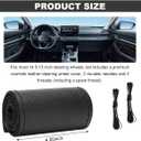 Wevdn Genuine Leather Steering Wheel Cover, Stitch on Wrap, DIY Sewing Steering Wheel Protector, 15 Inch Breathable Non-Slip Steering Wheel Protector, Car Accessories (Black, Full Hole)