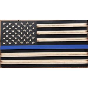 RyMar Custom Creations Medium black and white Rustic American Flag Challenge Coin Display Thin Blue Line