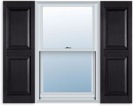 Exterior Solutions Standard Raised Panel Exterior Vinyl Shutter, Black (Pair), 15 Inch x 39 Inch