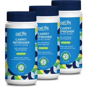 Pet Life Unlimited Carpet Refresher & Deodorizer Powder - Pet Safe, Plant-Based Juniper Leaf Scent, Made in USA - 16oz (Pack of 3)