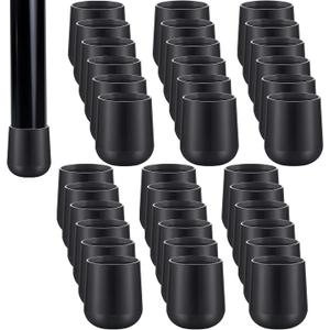 Jetec 36 Pieces 7/8 Inch Folding Chair Leg Caps Heavy-Duty Plastic Chair End Caps Non-marring Furniture Glides Round Hardwood Floor Protectors (Black)