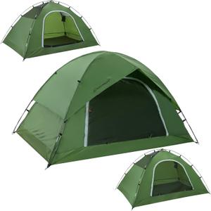 Vela Camping Tent for 2 Person, 4 Person, 6 Person - Waterproof Two Person Tents for Camping, Small Easy Up Tent for Family, Outdoor, Kids, Scouts in All Weather and All Season by Clostnature (Green)