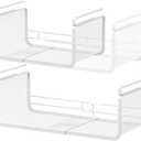 Expandable Under Shelf Basket Organizer, Under Shelf Storage, Hanging Baskets Under Cabinet for Pantry Kitchen Cupboard Desk Counter Bookshelf Space Saver Heavy Duty Slide-in (White, 2 Pack)