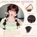 2PCS Curly Ponytail Extension with Elastic Tie 17 Inch Resistant Synthetic Natural Wavy Hairpiece Pony Tail Hair Extensions Wave Fake Ponytail Hairpieces for Women Daily WearBrown