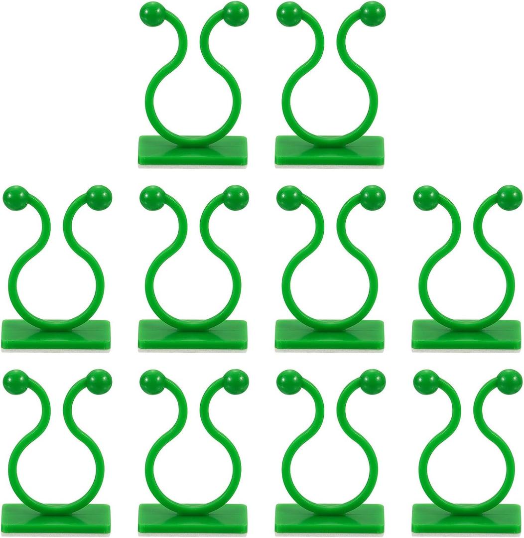 uxcell 100Pcs Plant Climbing Wall Fixture Clips, Plant Fixer Self-Adhesive Hooks Wire Fixing Supporting for Indoor Outdoor Decoration and Cable Wire Fixing (Green, 16.2mm/0.64")