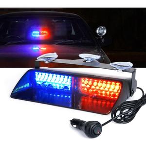 Xprite Red Blue LED Emergency Dash Strobe Light, Interior Windshield Safety Warning Police Lights w/Suction Cups, 12V Windshield Visor Light Bar for Police Law Enforcement Firefighter Vehicles Trucks