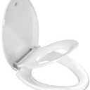 YASFEL Toilet Seat with Toddler Toilet Seat Built in, Plastic, Elongated Slow Close with Magnets For Potty Training For Kids & Adults (White, 18.5) (18.5" Elongated)