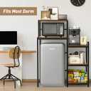 ikkle Mini Fridge Stand with Storage Shelves, 3-Tier Mini Fridge Cabinet Microwave Stand Baker Rack, Wood Utility Storage Shelf with Mini Fridge Storage Space for Dorm Kitchen (Brown), 51.1 x 18.11 x 23.62 inches