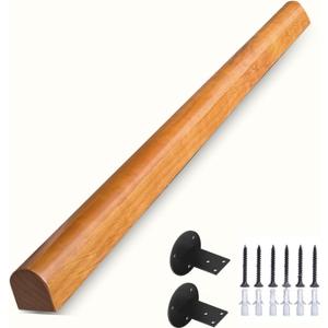 Wooden Handrails, 1-20ft Non-Slip Staircase Handrail, for Home Garden Corridor Lofts Kindergarten Guardrail Decking Railings, Wall Mounted Barrier-Free Staircase Grab Bar for Elderly (Size : 3ft)