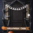 Preboun 7ft Pumpkin Ghost Garlands with Wooden Beads Farmhouse Rustic Pumpkin Banner Hanging Ornaments for Thanksgiving Day Fall Halloween Wall House Yard Outdoor Decor Supplies