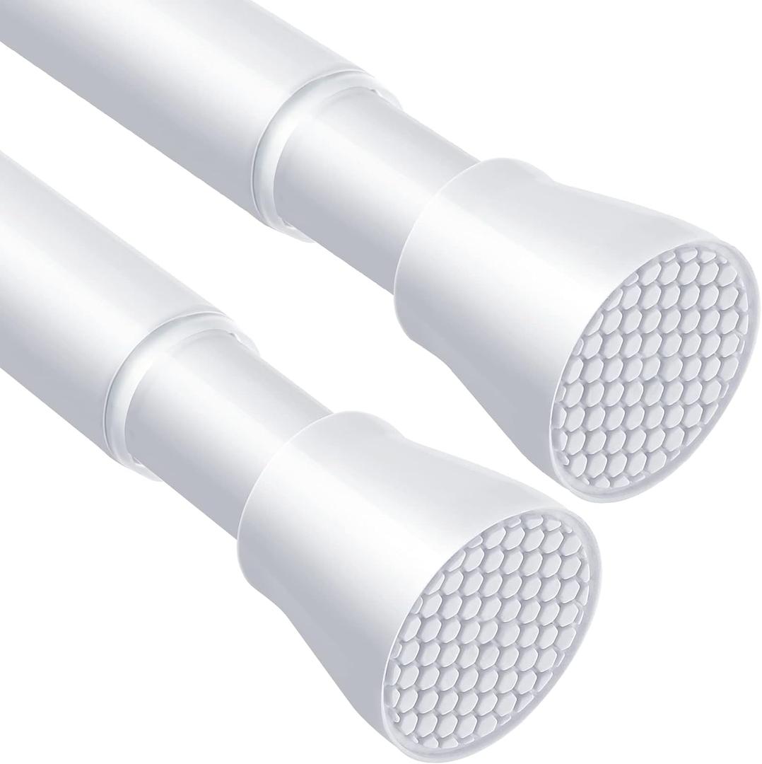 2pcs Spring Tension Curtain Rods for Windows 28 to 48 Inch, White Tension Rod Spring Loaded Curtain Rod, 7/8 Diameter Adjustable Curtain Rod No Drilling Small Curtain Rods for Door, Bathroom, kitchen