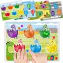 4 in 1 Airplane Travel Activities Car Ride Essential for Toddler Easter Basket Stuffer Color Sorting Sensory Autism Toys Matching Game Restaurant Quiet Fidget Toy Valentine Gift for Kids 3-5