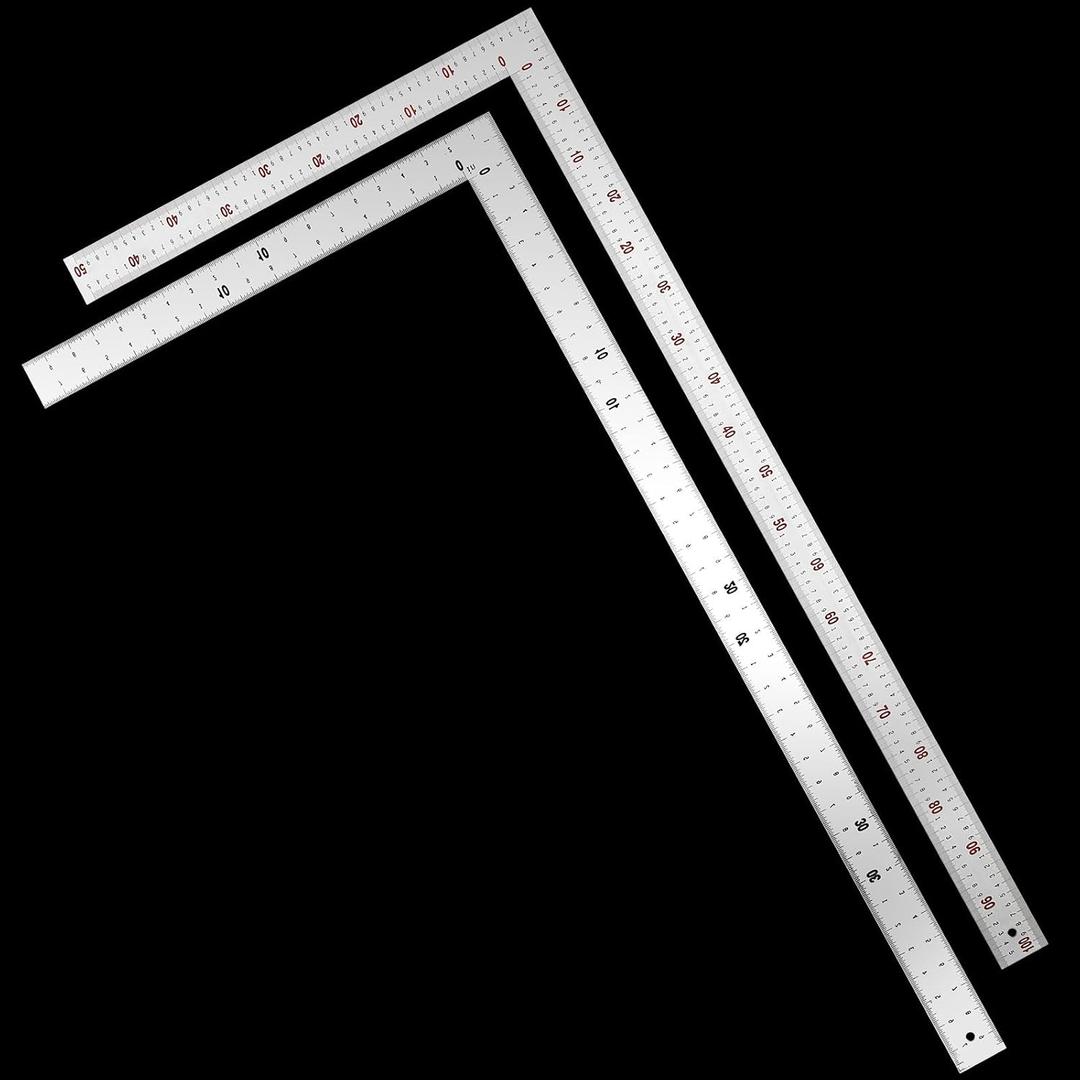 Zonon 40" x 20" Stainless Steel L Square Ruler, Extra Large Carpenter Square for Woodworking and Framing, Heavy Duty Metal L Shape Ruler with Accurate Laser Etched Markings