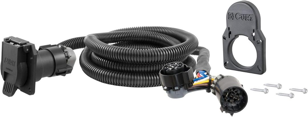 BKDK CURT 56072 7-Foot Vehicle-Side Truck Bed 7-Pin Trailer Wiring Harness Extension & Cover, Select Chevrolet, GMC