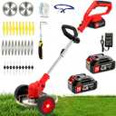 21V Cordless Weed Wacker with 2 Batteries & Wheels