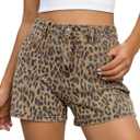 luvamia Jean Shorts for Women Trendy High Waisted Cheetah Leopard Animal Print Stretchy Denim Shorts Summer Casual Jorts (Large)
