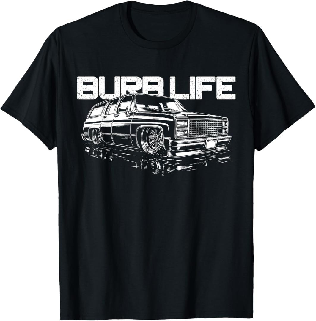 Squarebody Burb Life Truck Squarebody Suburban T-Shirt (Small, Black)
