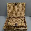 Wicker Storage Basket with Lid, 2-Piece Set Decorative Box with Lid, Water Hyacinth Woven Decorative Box for Shelf, Coffee Table, Console Table, Home Decor