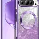 Casetego for Google Pixel 9 Case,Google Pixel 9 Pro Case,Compatible with MagSafe,Glitter Sparkle Magnetic Plated Slim Shockproof Soft TPU Bumper Full Protection Case for Google Pixel 9/9 Pro,Purple