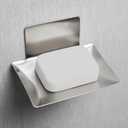 Soap Dish for Shower Wall, Stainless Steel Adhesive Soap Holder for Bathroom, 5 Slot Sponge Holder for Kitchen Sink, Bar Soap Tray with Drain Silver