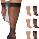 Yilanmy 6 Pairs Plus Size Knee High Stockings for Women Sheer Trouser Socks (XXXL)