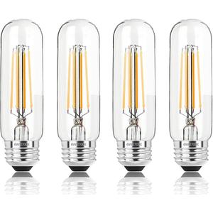 5 Inch Edison Bulb, 2700K Soft White E26 Led Bulb 6W Dimmable, 800LM T10 T9 Bulb Clear Glass Tubular Light Bulbs, AC 120V Equal 80 Watt Bulbs for Chandelier Pendant Wall Light - 4Pack