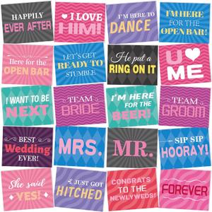Yookeer 24 Designs Wedding Photo Booth Props Double Sided 8''x10'' Photo Booth Props Wedding Marriage Parties Decorations Set Water Proof Selfie Signs PVC Printing for Bridal Party Supplies