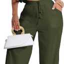 Elegant Two Piece Clothing Sets for Women Sexy Crop Top Long Wide Leg Pants Swimwear Bikini Coverups Vacation Beach (Green, 2XL)