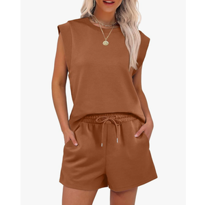 ANRABESS Two Piece Sets for Women 2025 Summer Short Lounge Set Casual Beach Vacation Outfits Spring Sweatsuits Tracksuit Size L