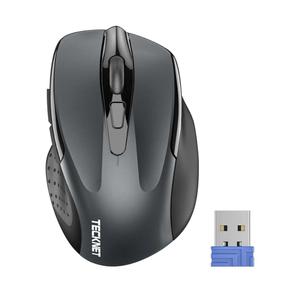 TECKNET Wireless Mouse, 2.4G Ergonomic Optical Mouse, Computer Mouse for Laptop, PC, Computer, Chromebook, Notebook, 6 Buttons, 24 Months Battery Life, 2600 DPI, 5 Adjustment Levels - Grey