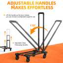 Folding Hand Truck Collapsible Crate Set, No Assembly Required 2 in 1 Utility Portable Rolling Crate Handcart with 4 Big Wheels & 2 Elastic Ropes & Removable Storage Crates (3.54 inches Wheels)