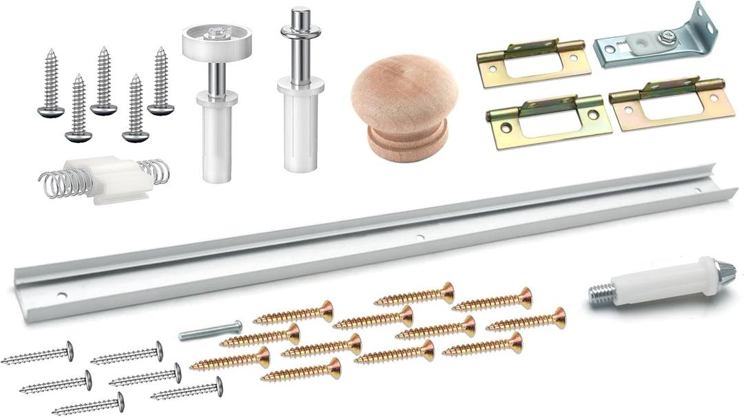 Bifold Closet Track Kit, 24inch Length, Steel Track, White (1 Kit)