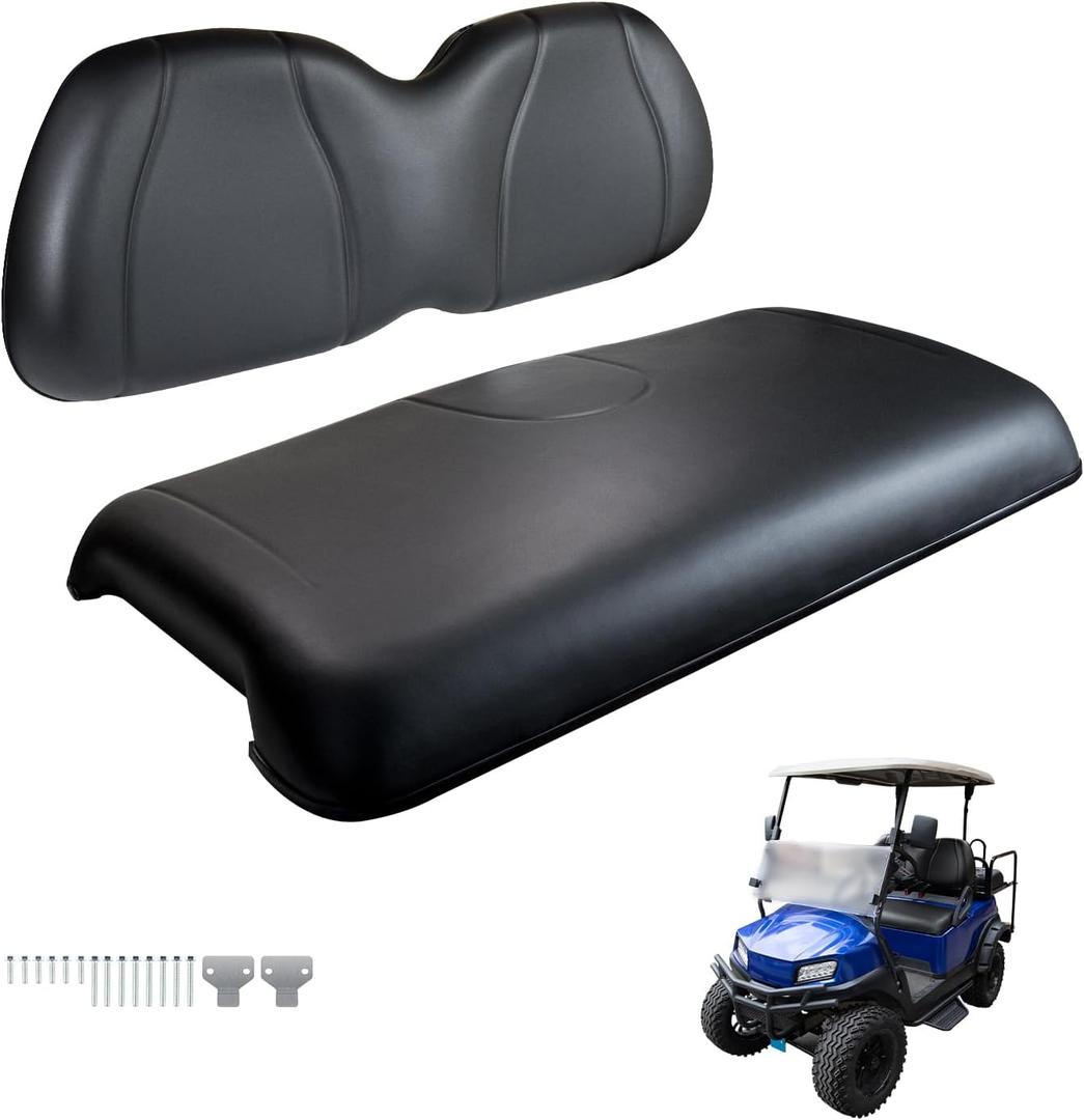 Golf Cart Front Seat Bottom & Backrest Assembly Kit for Club Car Precedent 2012-up, 2 Piece Set, Black