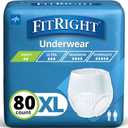 FitRight Extra Protective Unisex Underwear, X-Large (56-68 Inch Waist), Moderate Absorbency, Dependable Comfort & Leakage Protection, 80 Count (4 Packs of 20)