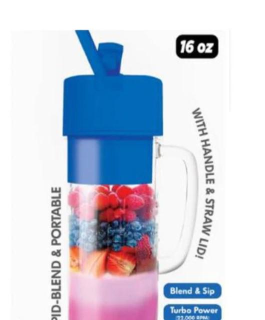 HY-IMPACT HYI-3597 PERSONAL BLENDER W/ HANDLE & STRAW 16oz. USB rechargeable