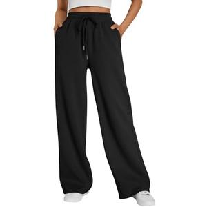 Trendy Queen Womens Wide Leg Fleece Lined Sweatpants Winter Baggy Lounge Travel Pants Fashion Outfits 2025 Joggers Clothes, S