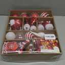 Alupssuc 85ct Christmas Balls Ornaments Set, Colorful Shatterproof Plastic Christmas Tree Ornaments, Xmas Decorative Baubles for Christmas Tree Decorations with Hanging Strings, Red & White