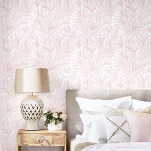 Dimoon Pink Peel and Stick Wallpaper Boho Pink White Contact Paper 17.3" X 394" Floral Leaf Textured Wallpaper Renter Friendly Removable Self Adhesive Wall Paper for Bathroom Bedroom Cabinets Vinyl